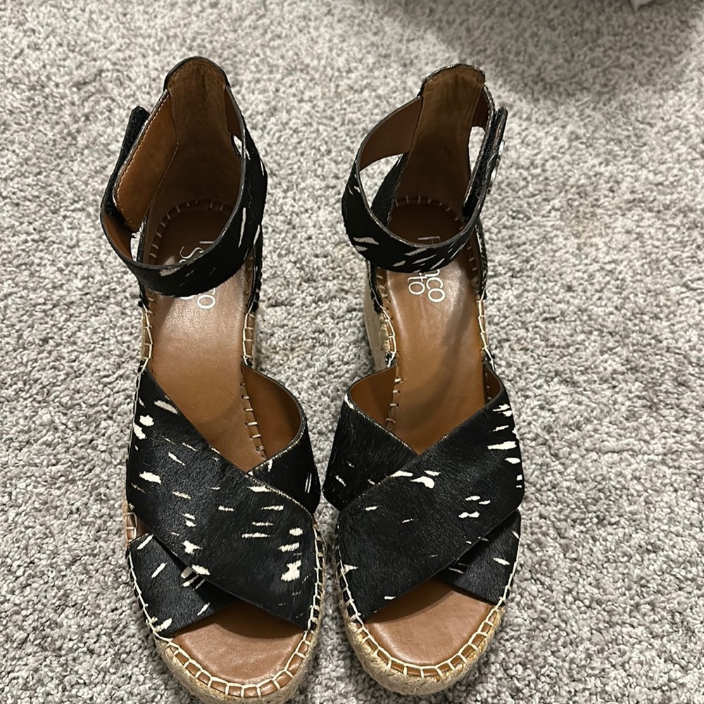 Franco Sarto Calf Hair Wedge Heel Espadrilles - size 8.5